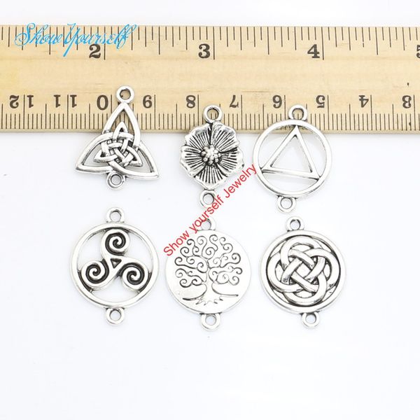 

15pcs antique silver golden plated vintage tree of life flower connectors pendants for jewelry making diy handmade craft 24x15mm