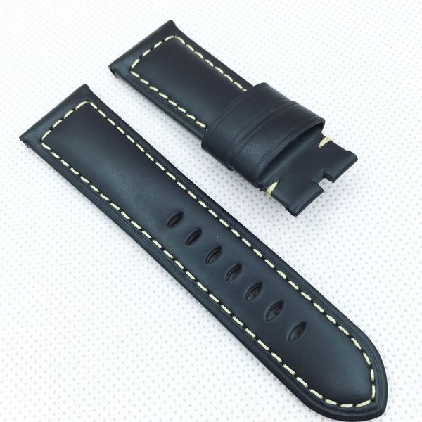 

24мм 120/75мм мода черный восковой телячьей кожи ремешок для pam LUNMINOR РАДИОМИР вахты