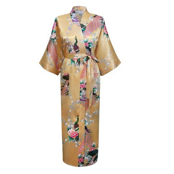 

gold femmes rayon robes gown kimono yukata chinese women lingerie flower sleepwear plus sizes  l xl xxl xxxl, Black;red