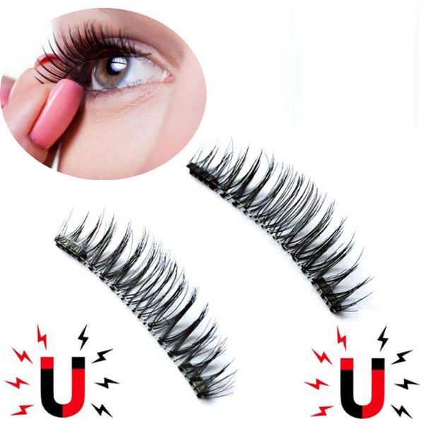 

9 styles 3d handmade double magnetic eyelashes natural no-glue fake eye lashes black cross hair magnet false eyelash extension