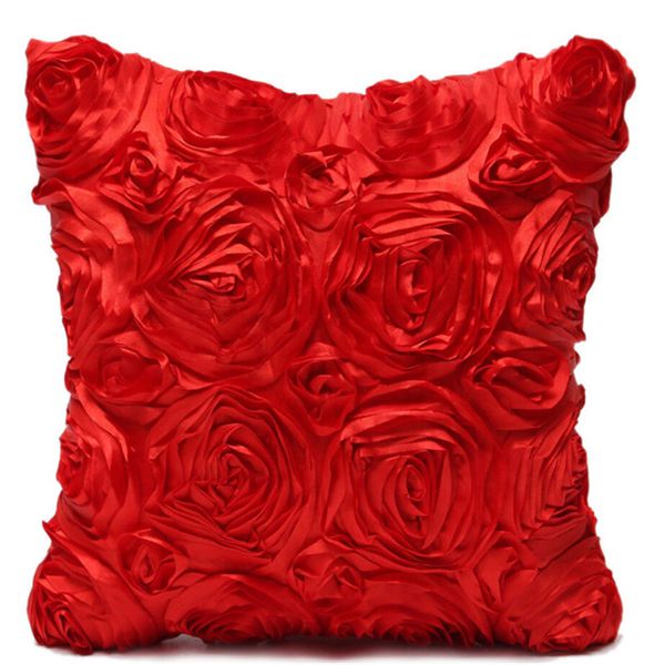 

wholesale- 2017 40*40cm spandex pillow case red rose flower pillow cover cushion ls pillowcase home ef220