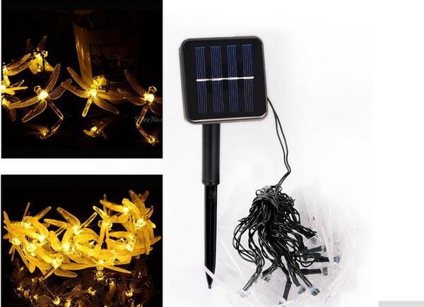 Mehrfarbige Weihnacht Solar LED -Saitenleuchten 5m 20 LEDs Dragonfly Lamps Garten Outdoor Girland Feenleuchten