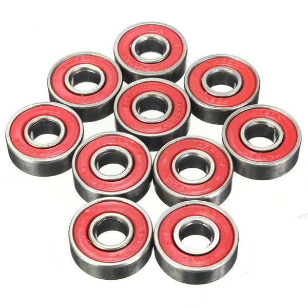10pcs Red Sealed Deep Groove Skateboard Ball Bearing 608 2RS 8x22x7mm