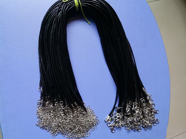 

100pcs Black 1.5mm PU Leather Jewelry Rope Necklace Lobster clasp Cord For DIY Craft Pendant Necklace Jewelry 20'' 22'' 24'' with 2''