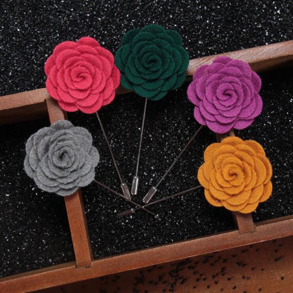 

new cloth brooches pins handmade women men flower boutonniere stick brooch pin engagement christmas party corsage suit breastpin gift, Gray