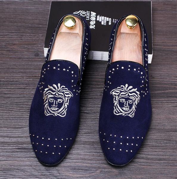 

2018 New concept Fashionable man slip-on shoes men pointed frosted casual loafers Wedding Dress Men's Flats M167