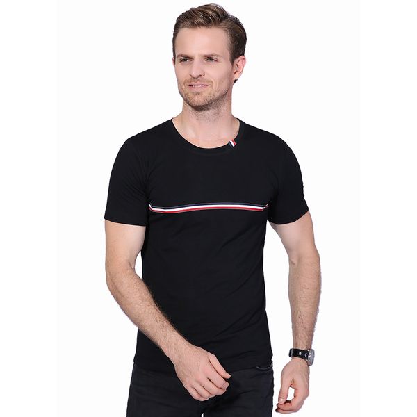 

мода мужская футболка 2017 новое лето с коротким рукавом полосатый футболка мужская одежда тенденция повседневная slim fit мужская топ тис р, White;black