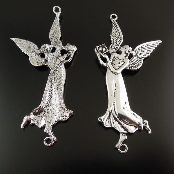 

10pcs/lot antique silver beautiful angel alloy pendant charms jewelry finding 73*38*3mm au37523 jewelry making, Bronze;silver