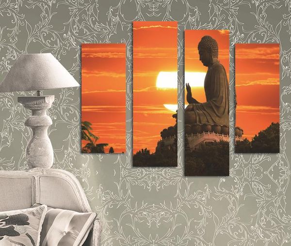 

высокой четкости чернил живопись четыре закат будда, размер 30 * 60 * 2шт, 30 * 80 * 2шт, безрамное