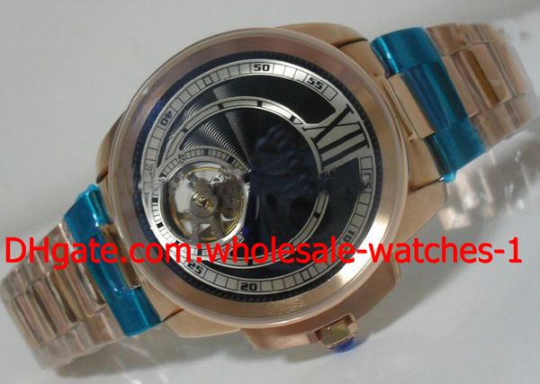 

wholesale - luxury calibre de tourbillon automatic mens watch rose gold mechanical men's watches, Slivery;brown