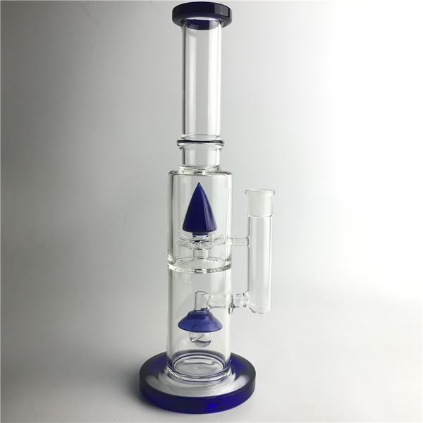 Новый 14.5 дюймов 18 мм стекло бонги водопроводные трубы с Синий свет ракеты толстый ресайклер пьянящий стакан Бонг нефтяные вышки для курения
