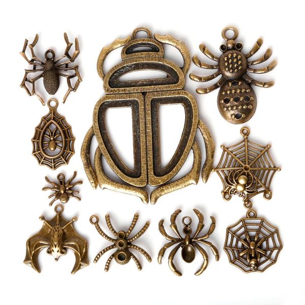 

new 31pcs/lot zinc alloy antique bronze plated spider web charms vintage tibetan pendants diy bracelet necklace jewelry makin, Bronze;silver