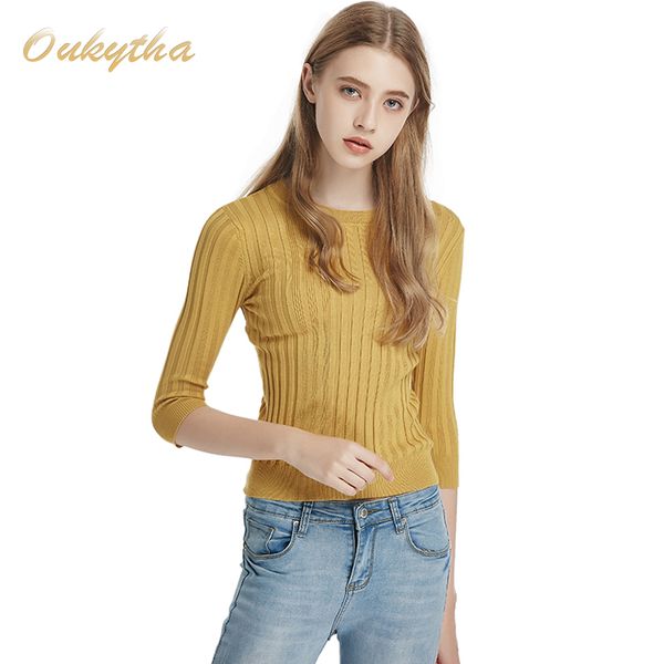

wholesale- oukytha 2017 autumn long sleeve sweater female pullover female thin shirt wool coat 6 colors size c166060, White;black