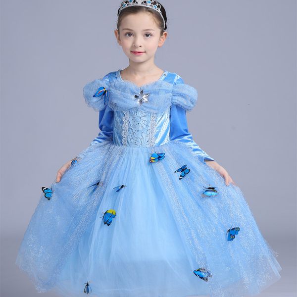

girls cinderella dresses new children big girls snowflake diamond cosplay long ball gown party halloween xmas dress butterly lace hem hh-d09, Red;yellow