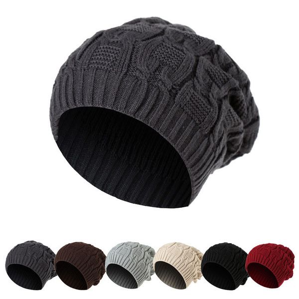 

Korean version the chain knitted hat for men and women double wool hat baseball cap autumn and winter warm beanies hat