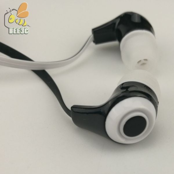 

original 1.2m cable length in-ear earphone flat noodle design wire earphone with mic blue white black earphone with mic soft material 300ps
