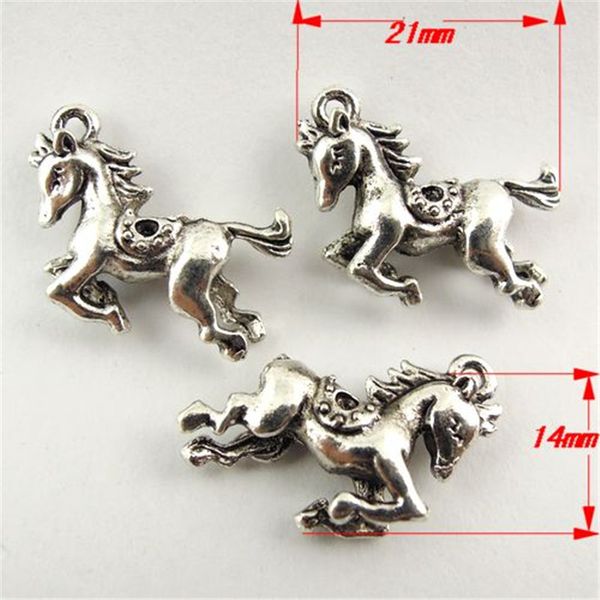 

античный стиль серебряный тон милый работает лошадь сплава кулон 21 * 14*5 мм ювелирных изделий, Bronze;silver