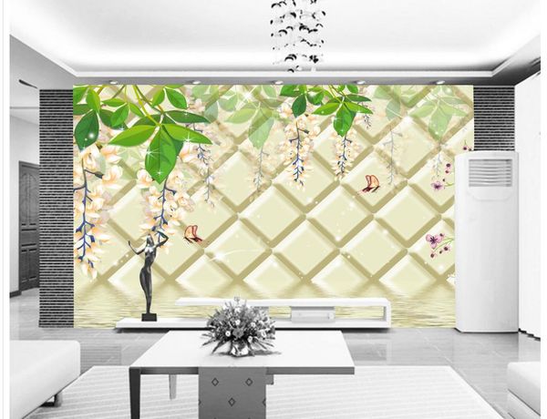 3d papel de parede para quarto Bela videira ornamentais flores fundo decoração da parede pintura clássico papel de parede para paredes