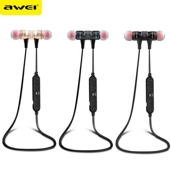 Originale Awei A920BL Cuffie Bluetooth senza fili Stereo Bass Headset Sport Running Auricolare in-ear con microfono per iPhone 7 6 Samsung