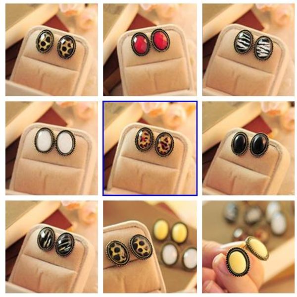 

vintage style, leopard print earring for women, oval, anti-allergic no fade, hign quality and ing, Golden;silver