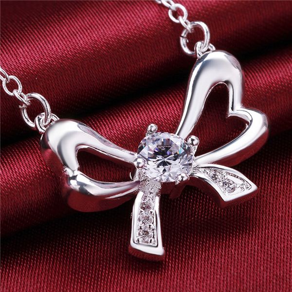 

women's sterling silver plated flower zircon pendant necklaces gssn600 fashion lovely 925 silver plate jewelry necklace
