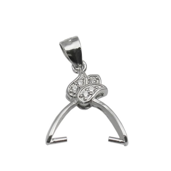 Beadsnice Double Pinch Bails per pendenti grandi Platino placcato 925 Sterling Silver Pendant Bails con Zircon ID 34635