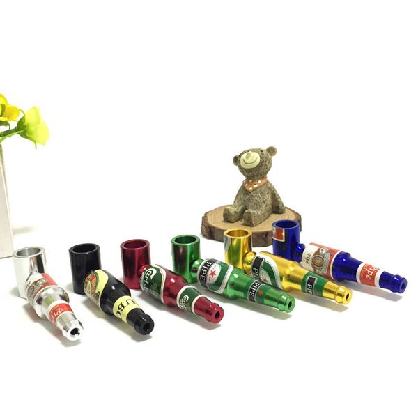

Creative Smoking Accessories Mini Smoke Pipe metal Pipe Smoking Pipe Small Popular Beer bottles pattern style mixed