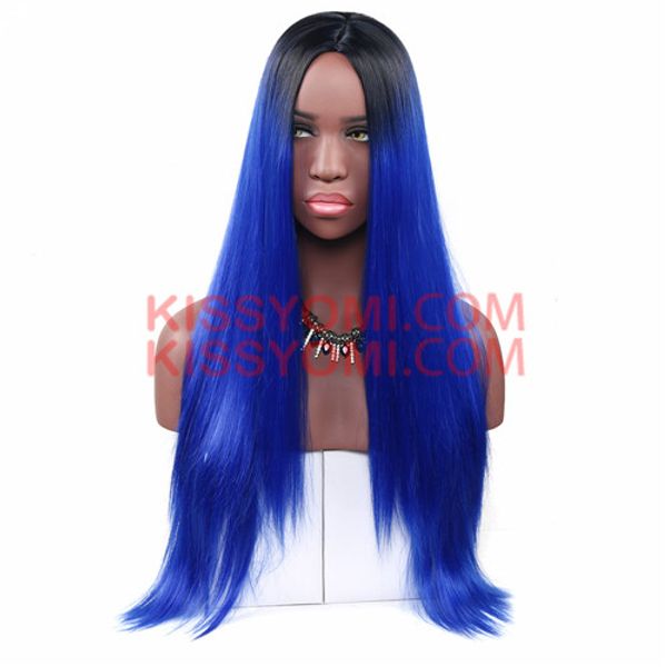 

women synthetic blue fashion wig capless long straight synthetic hair women wigs lolita drag party celebrity wig, Black