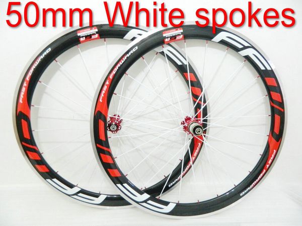 

White poke ffwd wheel f5r 50mm wheel et traight pull powerway r36 carbon hub full carbon road bicycle bike wheel
