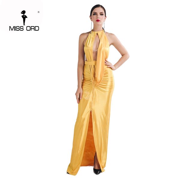 

wholesale- missord 2017 v-neck halter irregular folds split dress ft4306, White;black