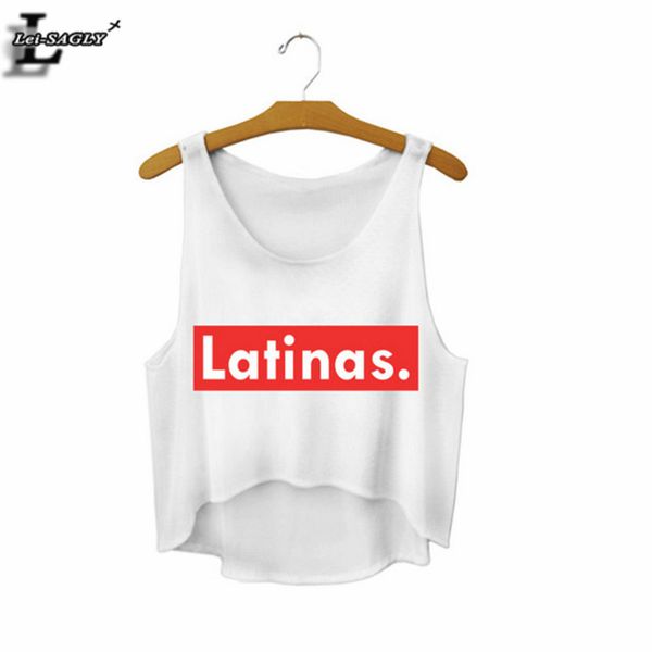 

wholesale-2016 "latinas." summer style crop cropped fashion mujer fitness women comfortable tank clothes china f671, Black;white