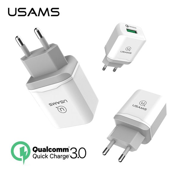 

USAMS и быстрый USB телефон зарядное устройство Qualcomm 18 Вт ЕС Plug быстрая зарядка 3.0 для