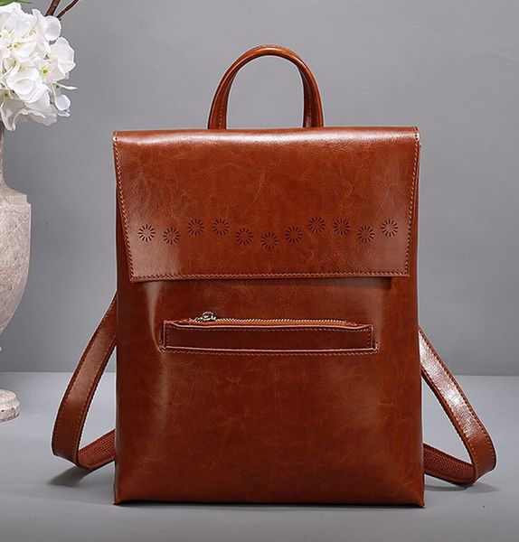 

ale brand new superb quality women real cowhide leather functional backpack shoulders bag with pouch tote satchel purse dd07