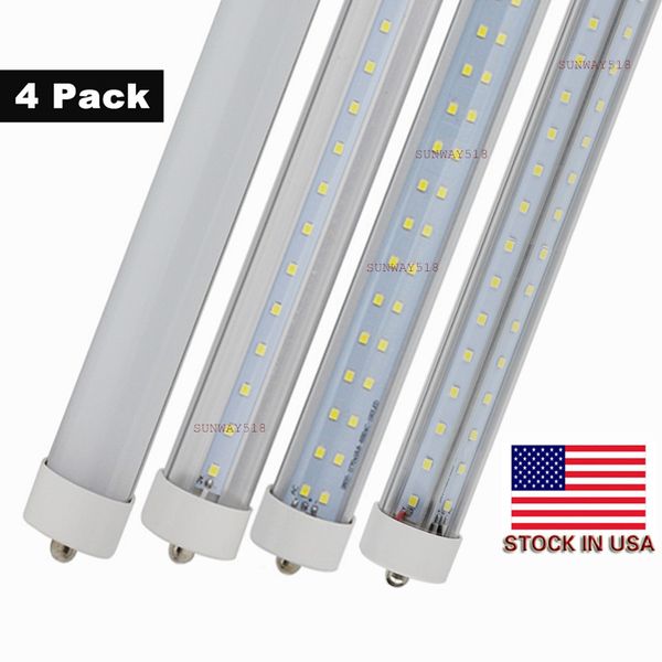 Lampade a tubo LED FA8 T8 a pin singolo da 8 piedi Lampade a tubo fluorescente LED da 45 W Lampadine 5000K Copertura trasparente (confezione da 25) per luci di negozi Garage Stock negli Stati Uniti