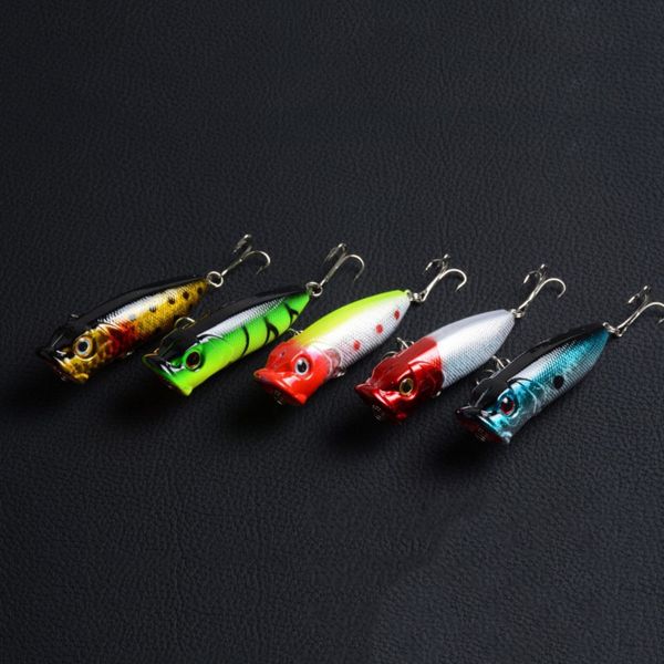 Entrega DHL 5 cor 0,46 onças 2,56 polegadas iscas de pesca Flutuante Poper Poper Lure com ganchos isca dura Crankbait