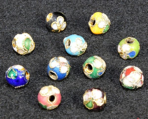 

6mm cloisonne enamel beads colourful filigree genuine round loose spacer beads for diy jewelry bracelet crafts & charms cloisonne beads