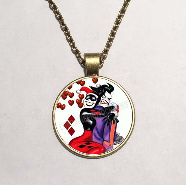 

2015 Новая Мода Дэдпул Ожерелье Harley Quinn Ожерелье Стекло Кабошон Купол Кулон