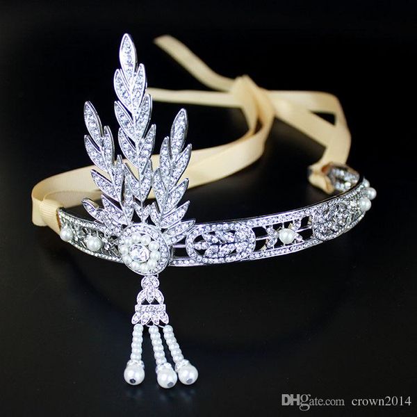 Bling Kristaller Düğün Taçlar Headpieces 2022 Elmas Takı Kafa Saç Taç Gelin Aksesuarları Parti Tiaras Başlığı Büyük Gatsby