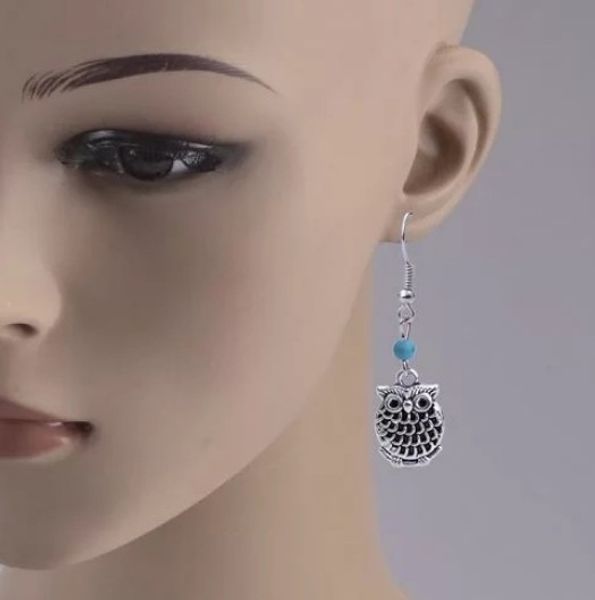 

bohemian owl hook earrings antique silver tone hanging earrings gift jewelry for her tassel dangle earrings