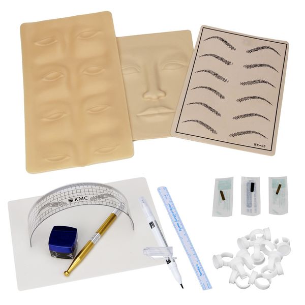 

new arrival -permanent makeup microblading eyebrow tattoo kit pen needle paste skin ruler g61014 ing