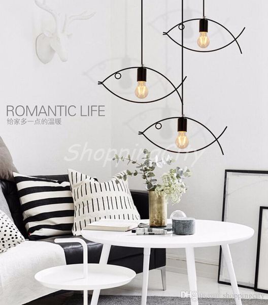 

led pendant lights creative personality fish bar minimalist dining room nordic hanging lamp droplight style