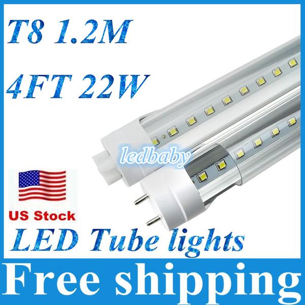 

запас в сша + fedex бесплатная доставка 22w 4ft t8 1200mm светодиодные трубки ac85-265v g13 smd2835 светодиодные фонари супер яркий 2200lm т