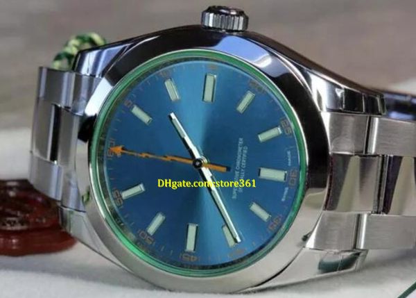 luxo relógios relógios de luxo INOX AÇO AZUL Z DIAL 116400Z, UNWORN COM CAIXA E CARTÃO !! 40MM homem relógio de pulso