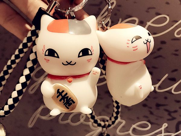 

maneki neko lucky cat toy key ring пара автомобилей подвеска симпатичные пряжки мини прекрасный игрушка брелок кожа веревка автомобиль брело, Silver