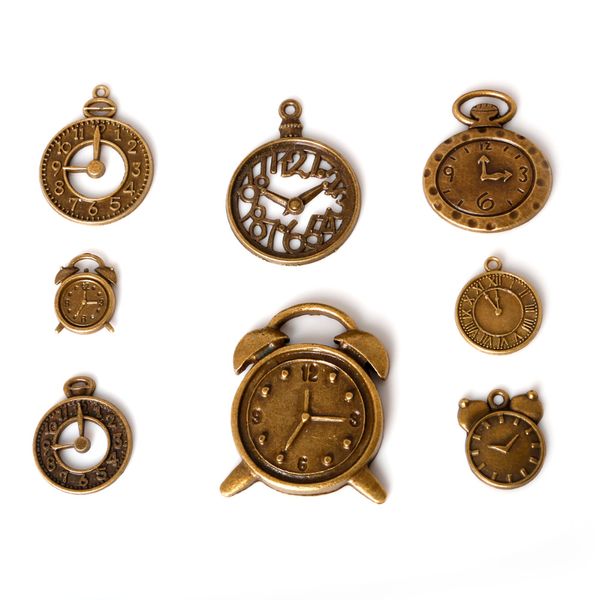 

new 31pcs/lot zinc alloy antique bronze plated clock charms vintage tibetan pendants diy bracelet necklace jewelry making diy, Bronze;silver