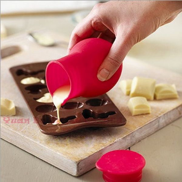 

wholesale-practical silicone chocolate melting pot mould butter sauce milk baking pouring 2015 arrival