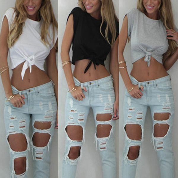 

wholesale-summer crop casual cotton o shirts black s-xl sleeve neck t-shirt women fashion short tee white kjrof