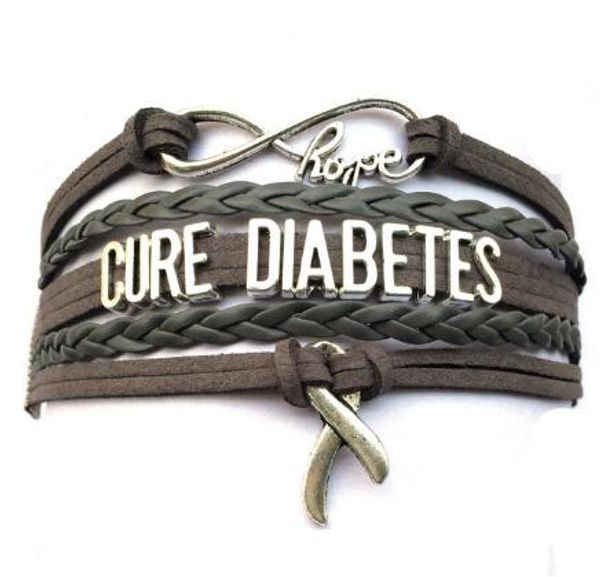 

10pcs/lot sale diy handmade diy jewelry drop shipping infinity love cure diabetes cancer charm bracelet awareness friendship gift, Golden;silver