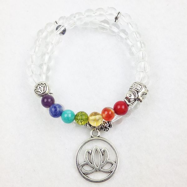 

sn0192 мода дизайн радуга бусины браслет 6 мм натуральный кристалл бусины два обруча чакра лотоса шарм ювелирные изделия бесплатная доставка, Black