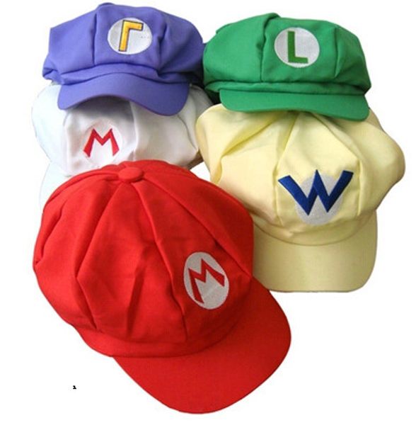

e880 hat hat anime cosplay mario tag super cotton mario hats cap super red bros 5 colors luigi shipping vejvj, White;black